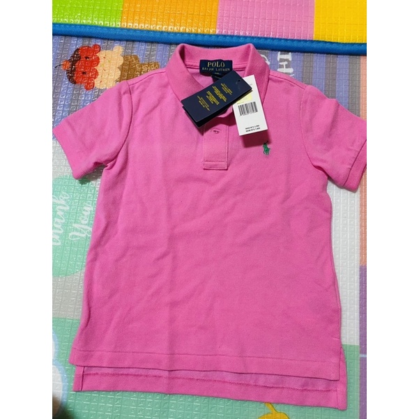 保證正品Ralph Lauren 短袖粉紅polo衫 粉紅色4T 購於義大世界
