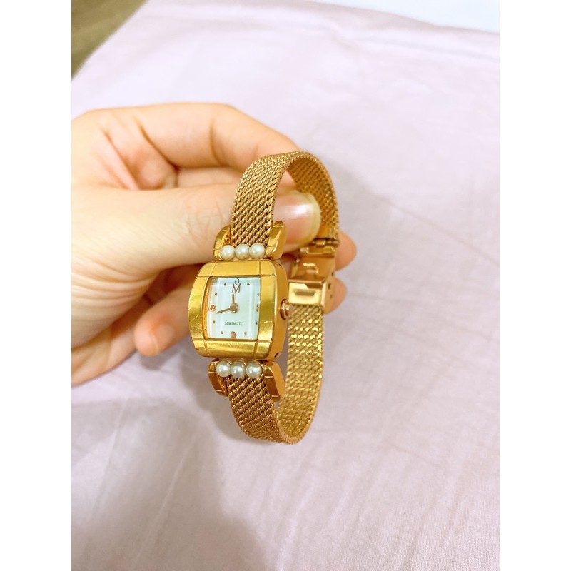 降價！出清～日本 正品mikimoto 御木本 珍珠手錶 女錶 手環飾品錶 金錶