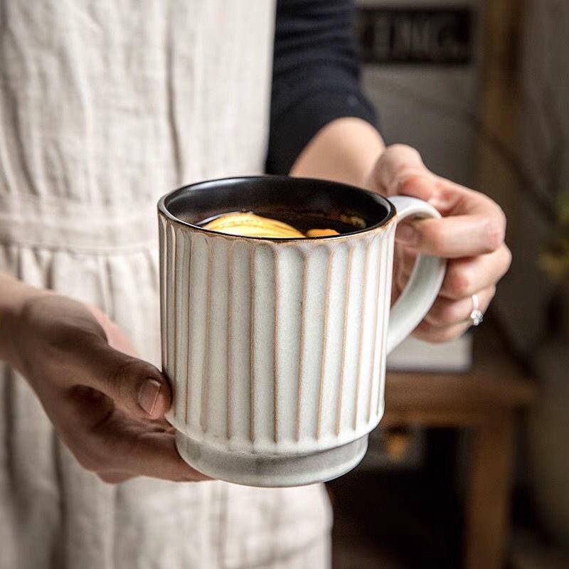 日式馬克杯 咖啡杯 500ML 粗陶大容量 茶杯 牛奶杯 大號 拿鐵杯 拉花杯 陶瓷杯