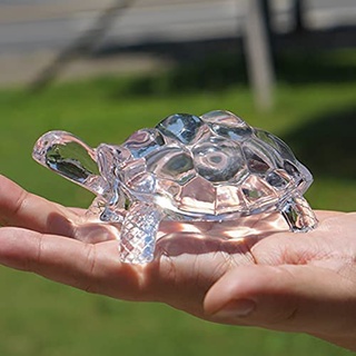 透明水晶龜雕像微型烏龜雕像幸運風水裝飾品,適合家庭辦公桌裝飾