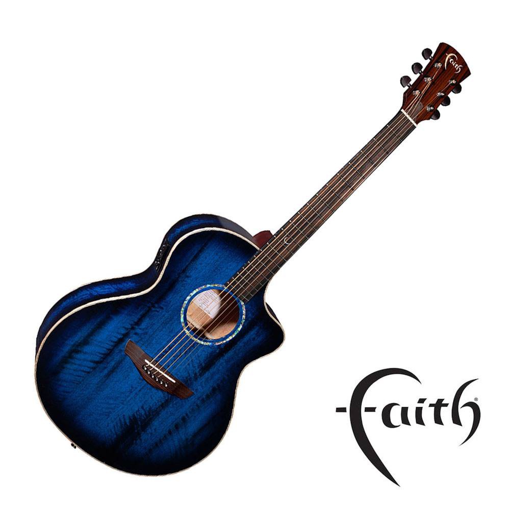 Faith FNCEBLM 火焰爪哇芒果木 全單板 民謠吉他 藍月 台灣總代理 - 【他,在旅行】