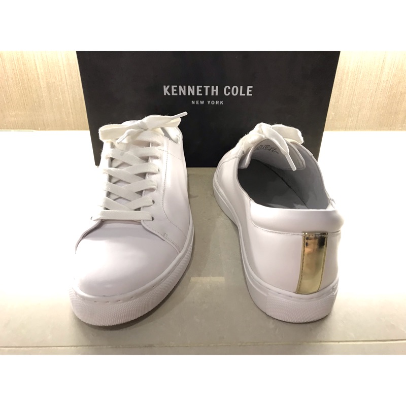 正品Kenneth Cole Kam真皮小白鞋 好萊塢名星、名模穿搭 金尾 夏日必備