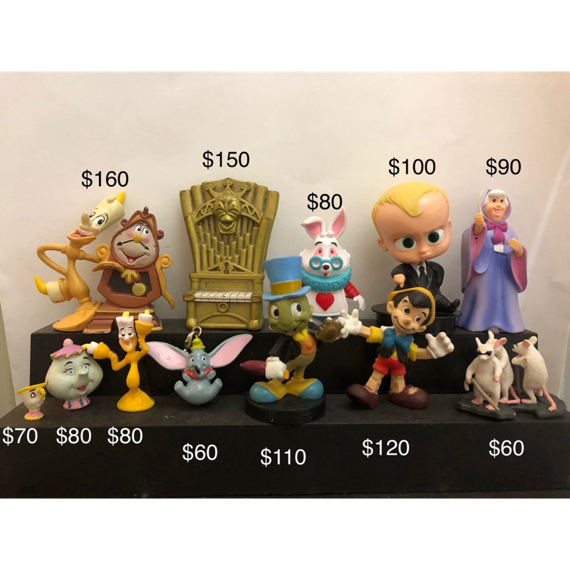 迪士尼極少見稀有角色冷門反派角色 寶貝老闆小飛象皮若丘蟋蟀神仙教母風琴時間兔大力士阿拉丁