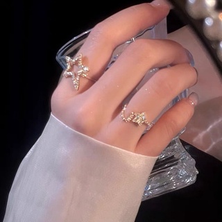 ✨BlingBling✨ 甜酷五角星戒指女開口可調整 冷淡風ins時尚鋯石個性指環輕奢潮流