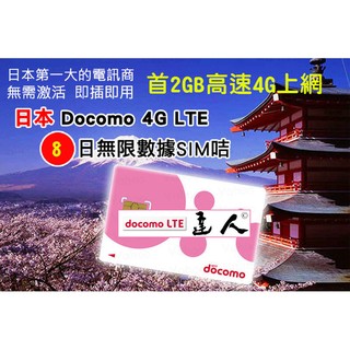 8天 高速4G上網 日本 KDDI AU 無限流量吃到飽 日本上網卡 日本網卡 日本sim卡 4G LTE上網