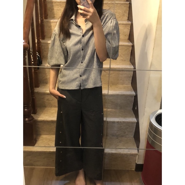 mango 蓬蓬袖上衣/Zara造型西裝褲/uniqlo紅色圓裙