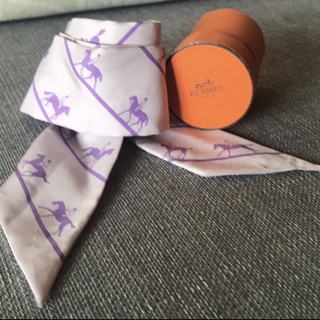 專櫃購入 愛馬仕 Hermes twilly經典馬車綁包絲巾 髮帶 稀有配色