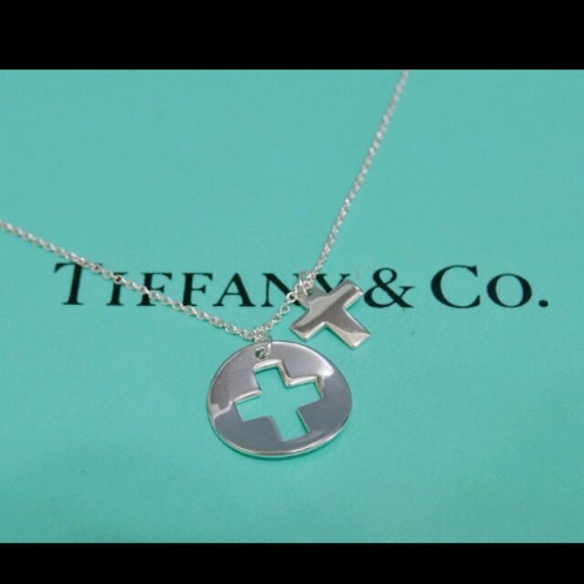 Tiffany&amp;Co經典十字縷空墜925純銀項鍊