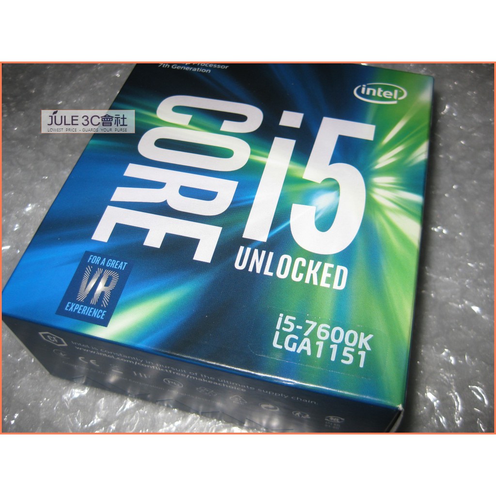 JULE 3C會社-Intel i5 7600K 3.8G/6M/第七代/不鎖倍頻/四核心/全新盒裝/1151 CPU