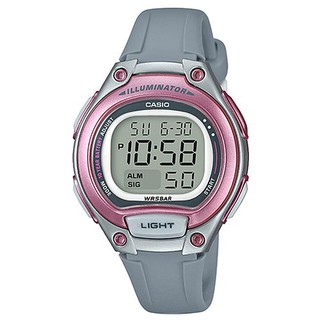 【CASIO】10年電力經典輕巧便利好戴運動電子錶-灰x粉(LW-203-8A)正版宏崑公司貨