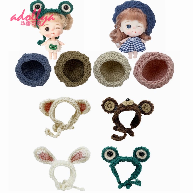 Bjd 娃娃帽 1 / 12 娃娃衣服 OB11 娃娃羊毛貝雷帽娃娃睡衣套裝娃娃配件女孩禮物玩具