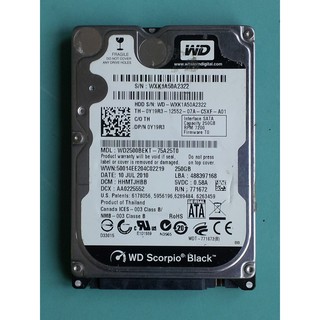 WD黑標 2.5吋SATA 250GB(250G) NB筆電硬碟 WD2500BEKT-75A25T0 不良 [210]