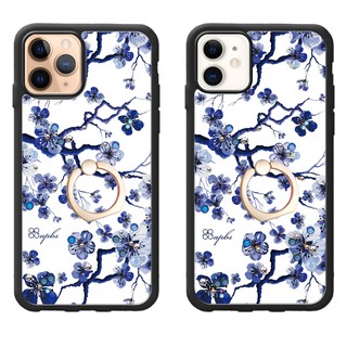 apbs iPhone 11 & 11 Pro & 11 Pro Max 施華彩鑽防摔指環扣手機殼-藍梅