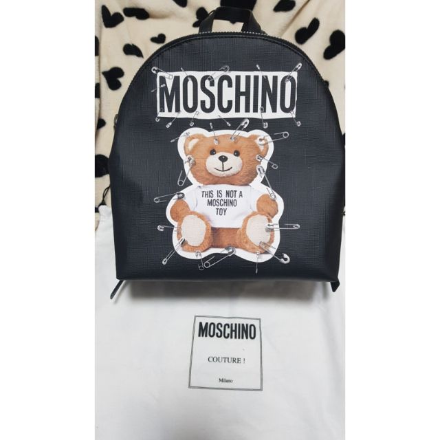 MOSCHINO mine雙肩背包小號迴紋針小熊