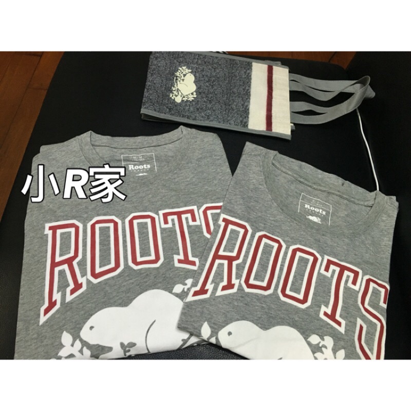 Roots 男女情侶款 經典Logo灰 短T