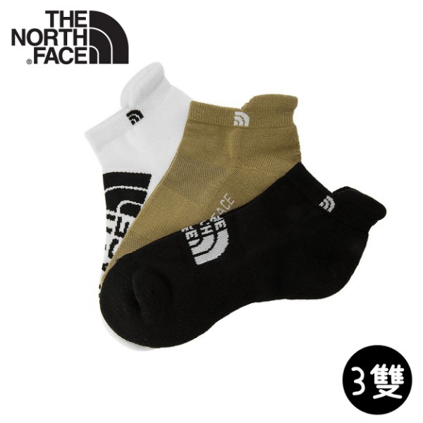 【The North Face 運動襪-三雙組《黑/卡其/白》】3RJC/吸濕透氣/耐磨/短襪/襪子/跑步/悠遊山水