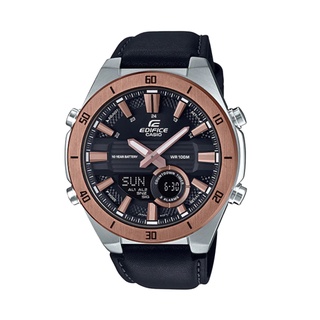 【CASIO EDIFICE】世界時間立體錶盤時尚雙顯腕錶-玫金黑 ERA-110GL-1A