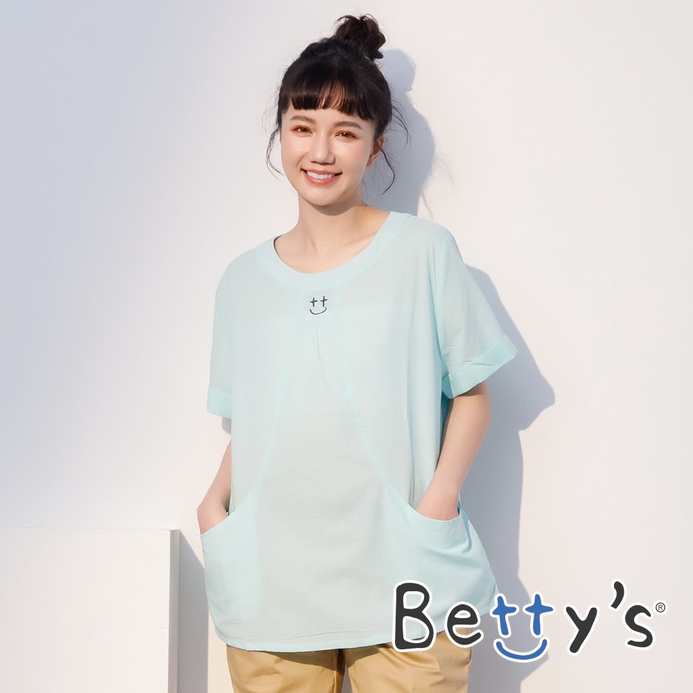 betty’s貝蒂思(01)日系風格棉麻上衣(水藍)