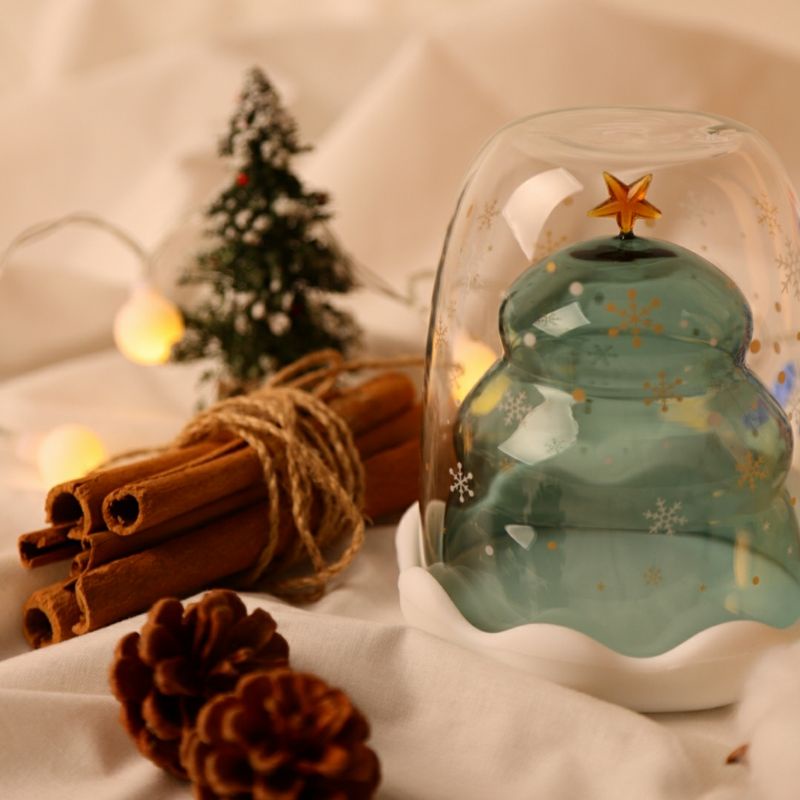 【YH韓國代購】聖誕樹 造型 雙層 耐熱保冷 玻璃杯 ⭐ 聖誕禮物 交換禮物