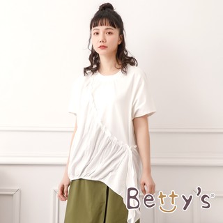betty’s貝蒂思(05)拼接繡花布抽荷葉上衣(白色)