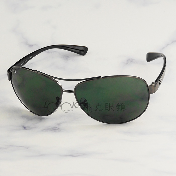 【LOOK路克眼鏡】 Ray Ban 雷朋 太陽眼鏡 槍色 亮黑 墨綠鏡片 弧形包覆 RB3386 004 71