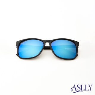 【ASLLY】海藍水銀鏡面墨鏡 太陽眼鏡 海洋藍水銀鏡面鏡片 抗UV400 半圓鏡框造型 Y2002