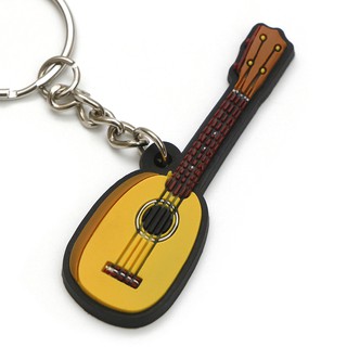 Musician Designer 橡膠迷你樂器吊飾 黃色 烏克麗麗 吉他吊飾 木吉他 禮品 紀念品 鑰匙圈 MD