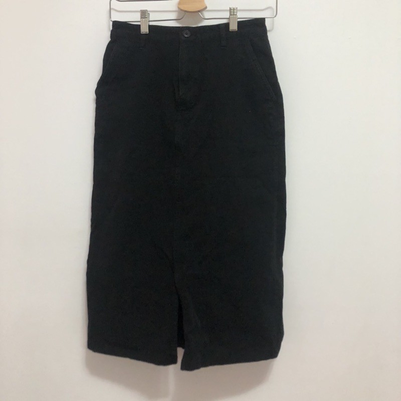 二手轉賣 無印良品 MUJI 前開衩 黑色 棉 長窄裙
