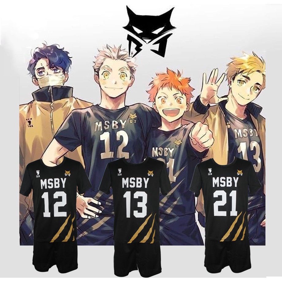 排球少年 Msby黑狼隊短袖t卹cosplay服裝烏野高校日向翔陽宮侑萬聖節派對錶演制服套裝 蝦皮購物