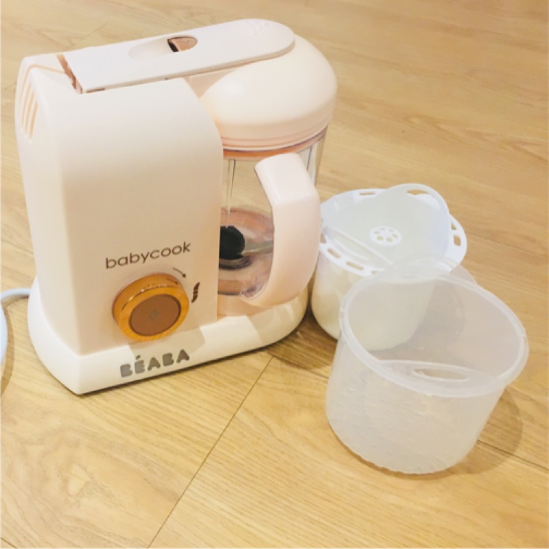 《二手》BEABA babycook 副食品調理器 機(玫瑰金限量色)含澱粉烹飪籃-9成新極少使用
