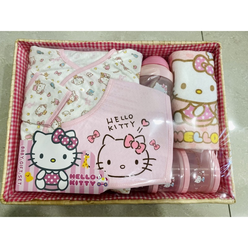 kitty 凱蒂貓彌月禮盒組 竹籃包裝 送小小禮包