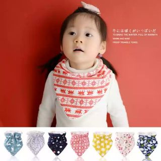 《現貨售完為止》💖💖韓版嬰兒冬季加絨加厚三角巾兒童純棉口水巾圍兜寶寶保暖圍脖