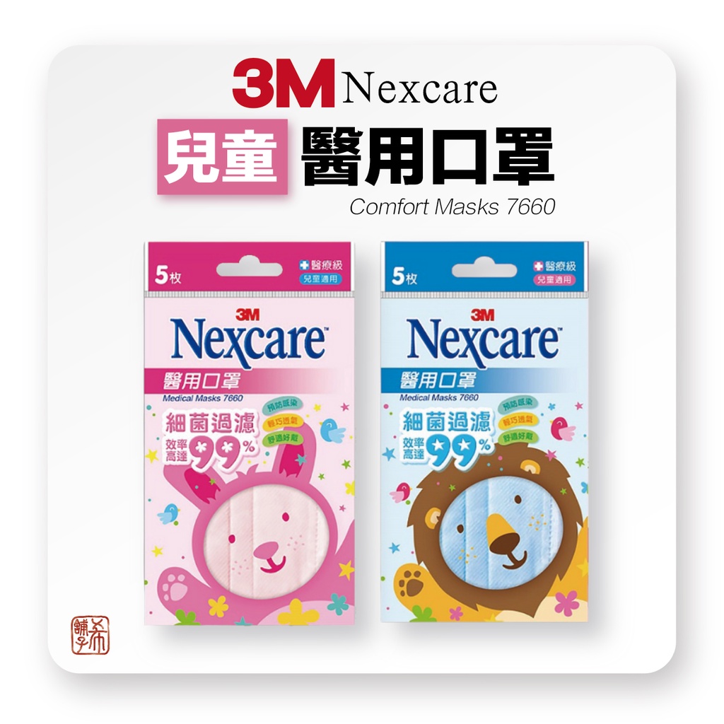 3M兒童醫用口罩 粉色/藍色 一包5入