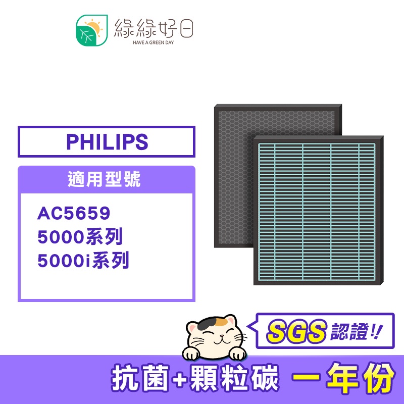 綠綠好日 抗菌 蜂巢式 濾網  適 Philips 飛利浦 AC5659 5000 5000i 空氣清淨機