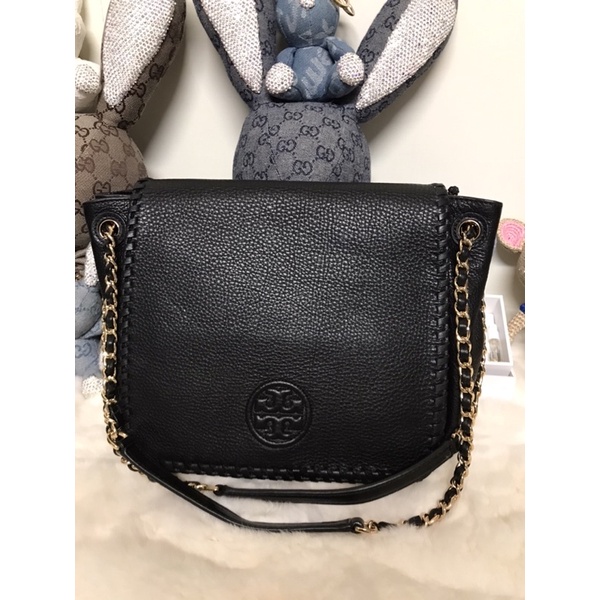 🉐️特價🉐️TORY BURCH/TB 黑 編織滾邊掀蓋鍊包