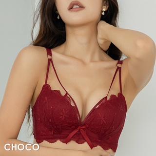 Choco Shop 艾莉精靈 無鋼圈雙拉提託肩帶集中美胸內衣(紅色) 70B-85D