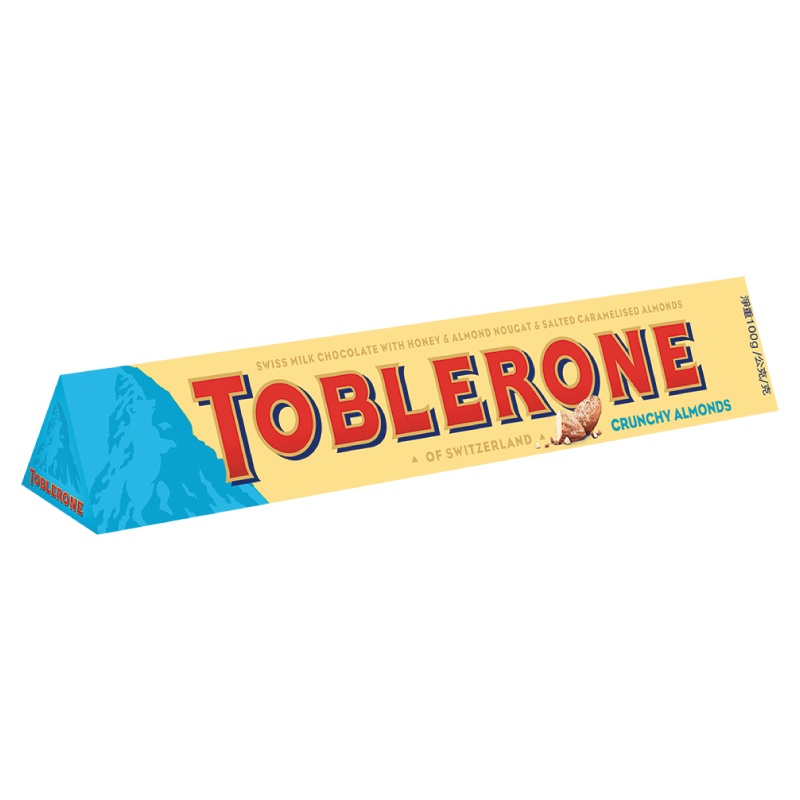 TOBLERONE 瑞士三角牛奶巧克力(脆杏仁口味) 100g【家樂福】