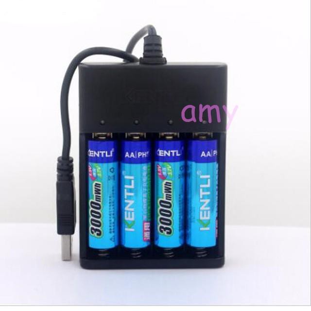 低自放電池 超耐久 金特力 1.5v 充電電池 3號AA(4顆)+USB充電器