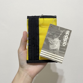 全新現貨 香港製 Adidas 愛迪達 黃色 錢包 零錢包 皮夾 帆布錢包 錢夾 短夾 中夾 三折式 拉鍊式 卡夾 摺疊