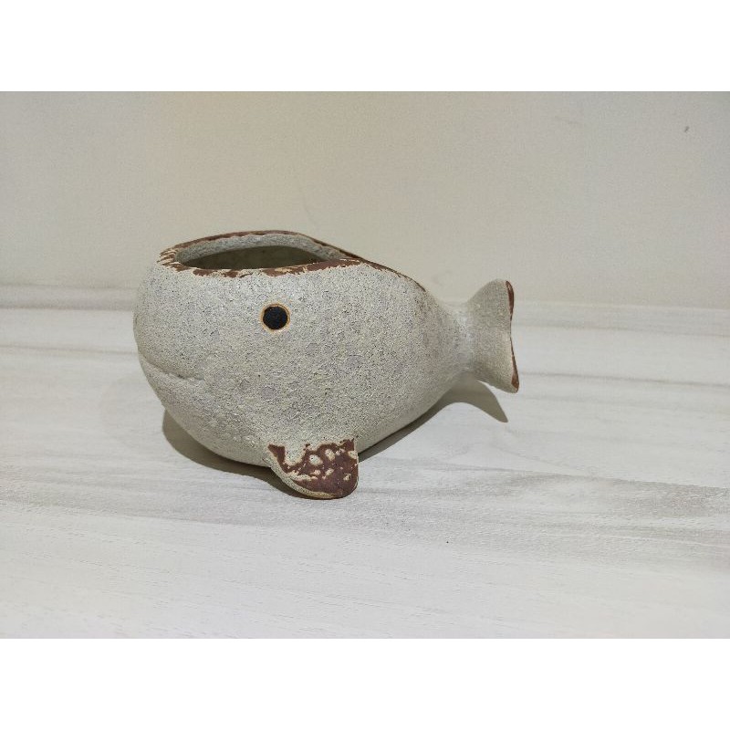 可愛動物造型陶器鯨魚貓咪花盆花器盆栽盆器多肉花盆桌邊花盆 蝦皮購物