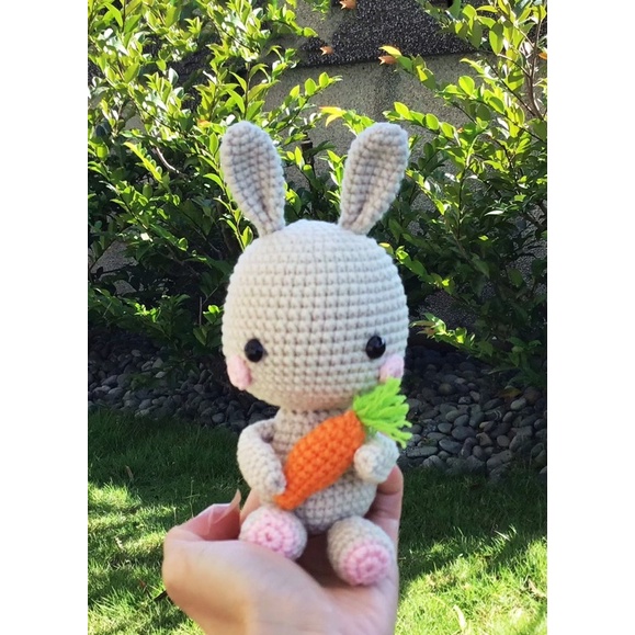 小兔子 腮紅小米兔 毛線編織鉤針娃娃材料包 成品