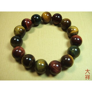 【大祥藝品店】※手鏈/手串–精選天然三色虎眼石手鏈/手珠 14mm