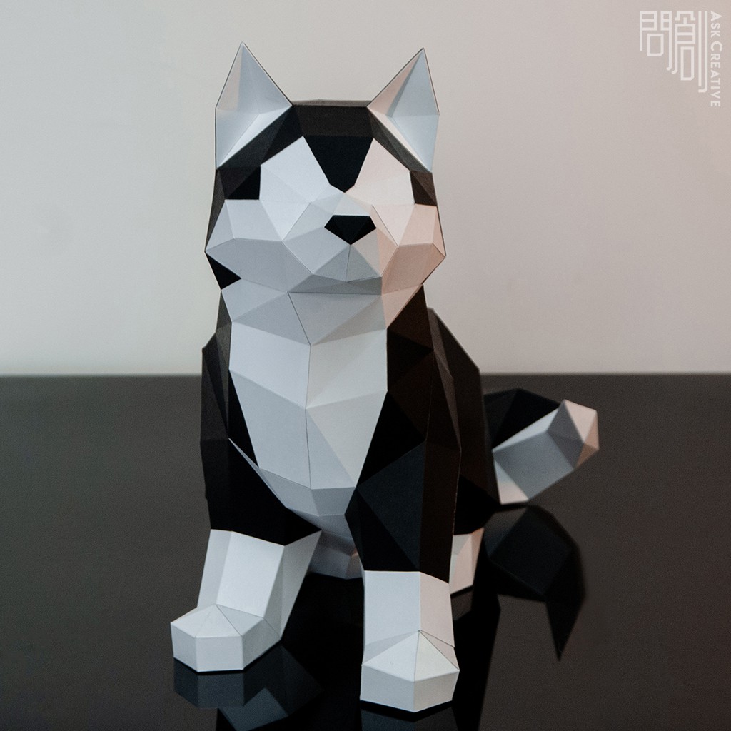 問創設計diy手作3d紙模型禮物擺飾狗狗系列 搗蛋呆萌哈士奇 蝦皮購物