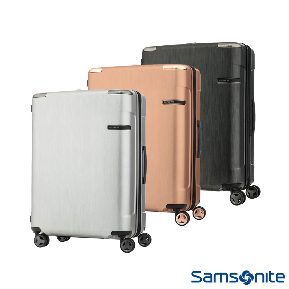 Samsonite新秀麗20吋 Evoa 拉絲光澤防盜拉鍊抗震輪TSA硬殼登機箱(多色可選)