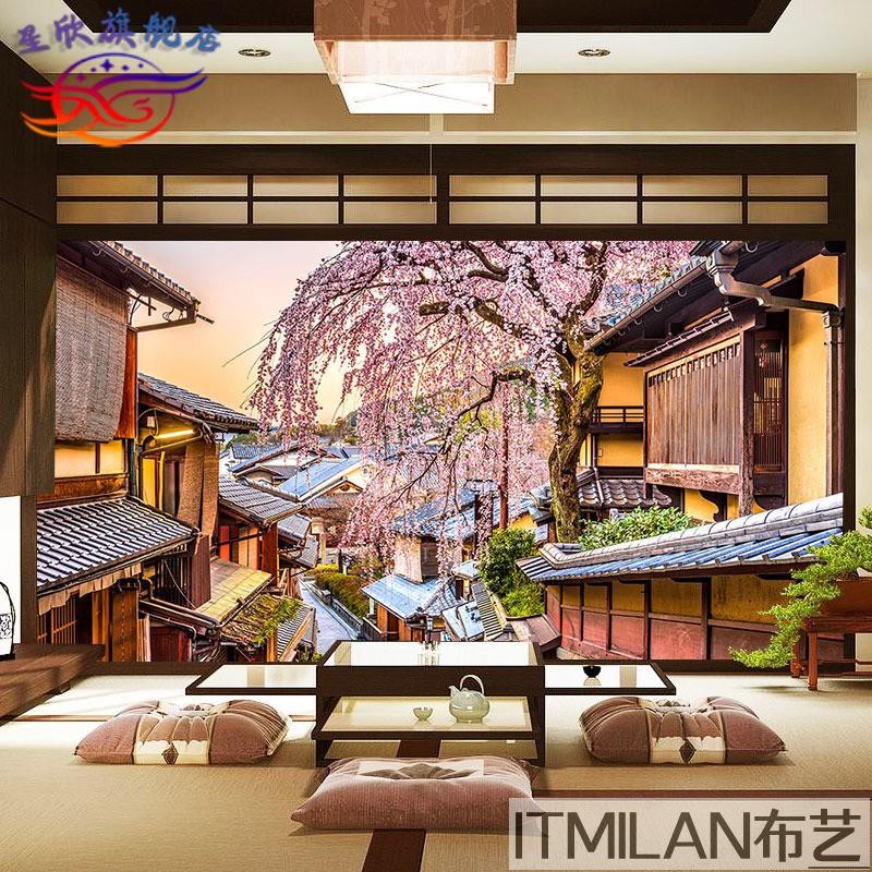 門簾壁紙日本富士山櫻花墻紙電視背景風景壁畫日式料理壽司居酒屋裝修壁紙 布艺 蝦皮購物