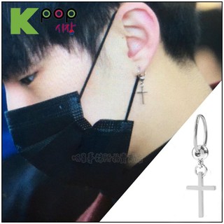 ✅ 韓國進口 SVT 同款 ASMAMA正品 SEVENTEEN Hoshi 權順榮 同款簡約十字吊墜圓環耳環／耳夾耳環