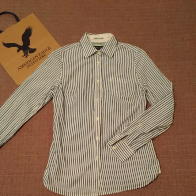 ❤oohlala❤ 美國  AMERICAN EAGLE 美式風格 藍白條紋 長袖襯衫 6