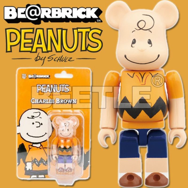 【正品】BE@RBRICK BEARBRICK CHARLIE BROWN 花生漫畫 史努比 查理布朗100%