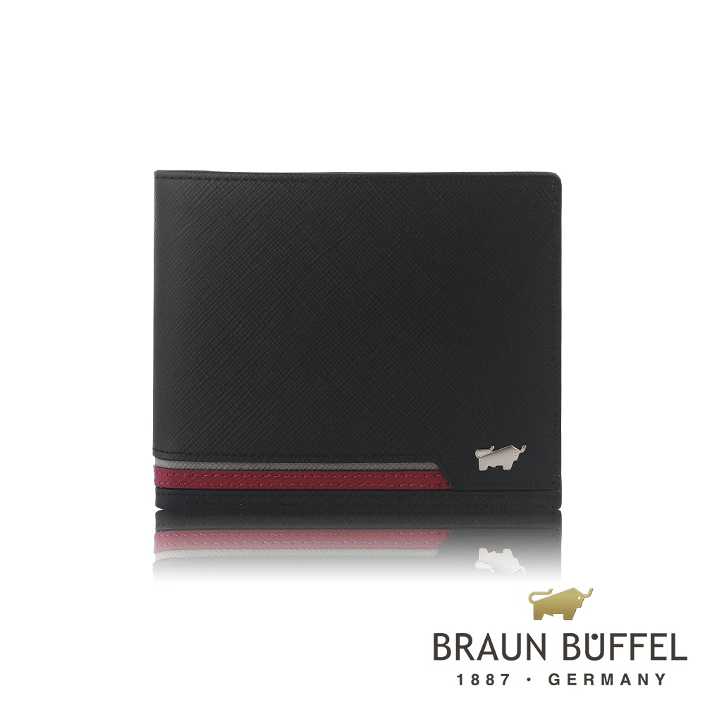 【BRAUN BUFFEL 德國小金牛】台灣總代理 飛牛 4卡零錢袋皮夾 (網路限定)-黑色/BF362-315-BK