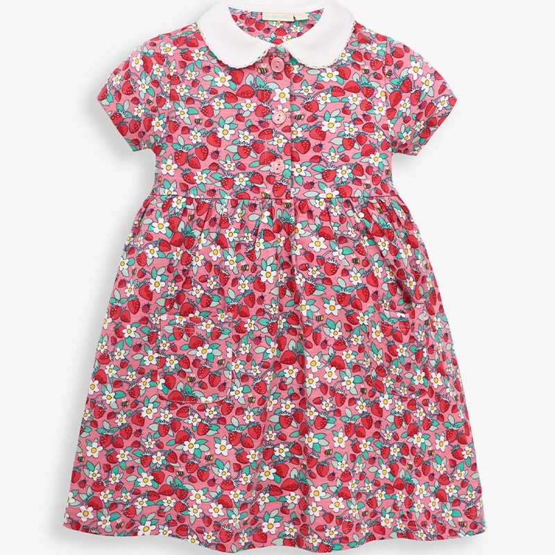 英國 JoJo Maman BeBe 超優質嬰幼兒/兒童100％純棉短袖洋裝_草莓花園(JJH2699)